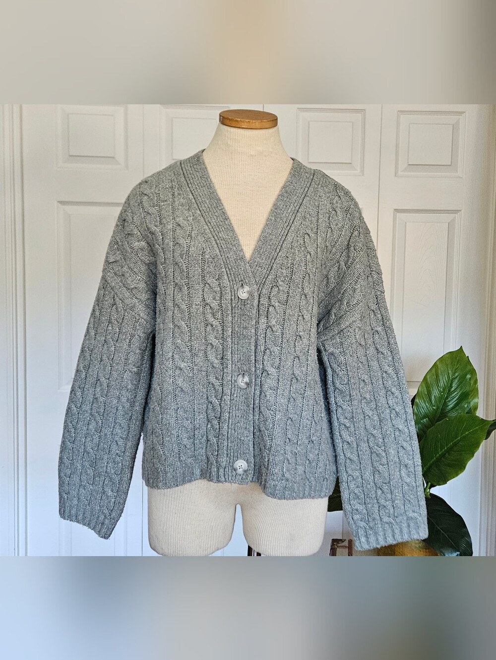 Abercrombie Oversized Knit Cardigan Slouchy Sweater Grandmacore Academia  Size S